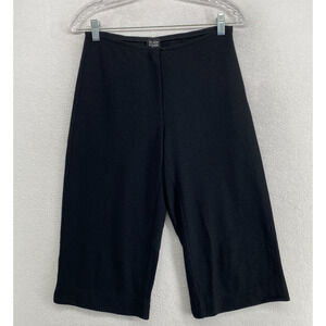 EILEEN FISHER Pants PP Petite Knitted Wool Crepe Cropped Capri Black USA